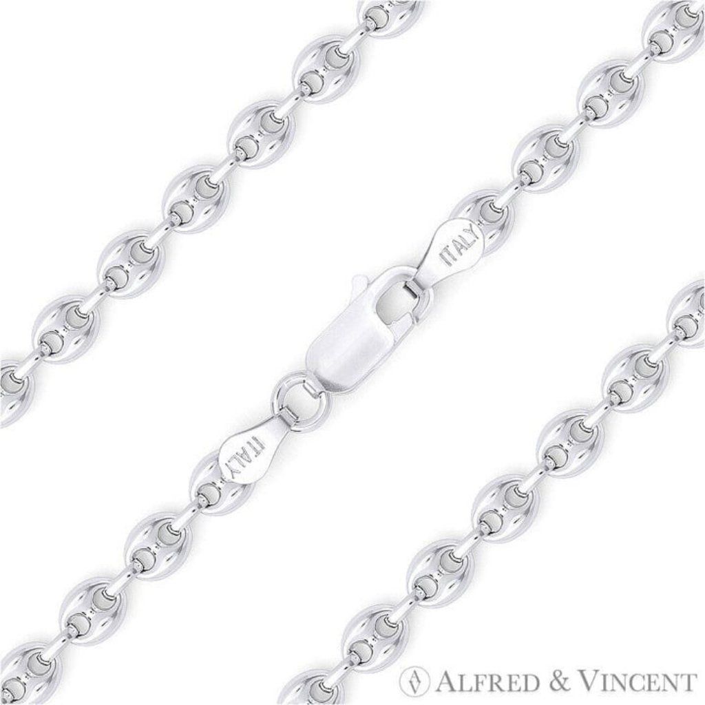 35mm Puffed Marina Mariner Link Chain Necklace In 925 Sterling Silver - 16 87$